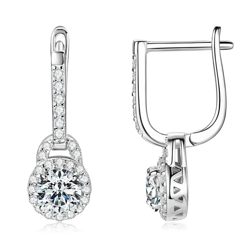 S925 Sterling Silver 0.5ct Moissanite Dangle Hoop Earrings for Women BandsCo Straps