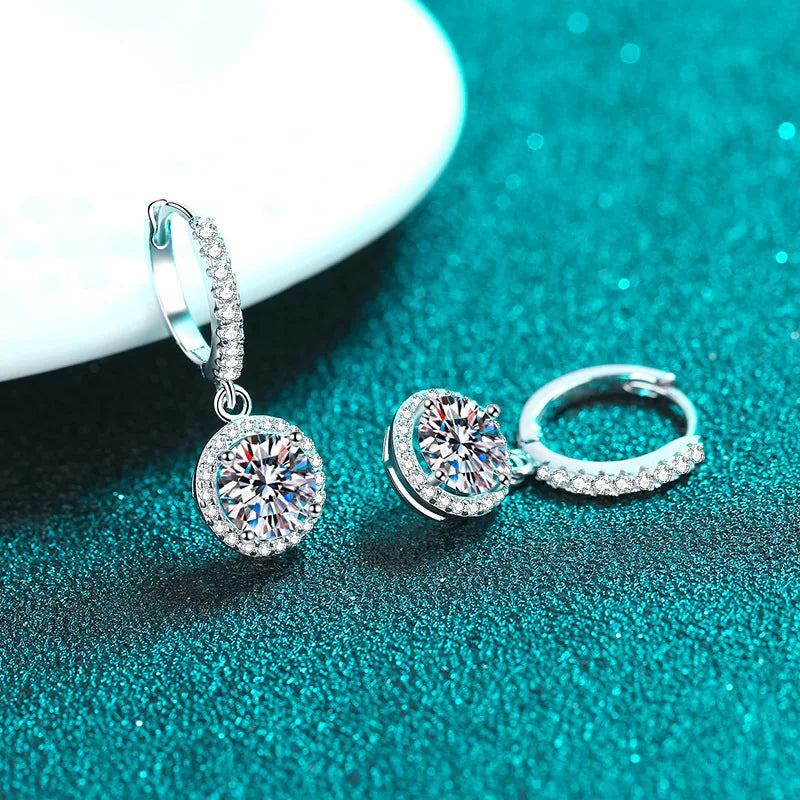 1Ct 6.5mm Blue Green Moissanite Drop Earrings For Women S925 Sterling BandsCo Straps