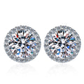 S925 Sterling Silver 2ct Round Moissanite Stud Earrings 50pt Bridal Gift BandsCo Straps