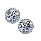 S925 Sterling Silver 2ct Round Moissanite Stud Earrings 50pt Bridal Gift BandsCo Straps