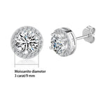 S925 Sterling Silver 2ct Round Moissanite Stud Earrings 50pt Bridal Gift BandsCo Straps