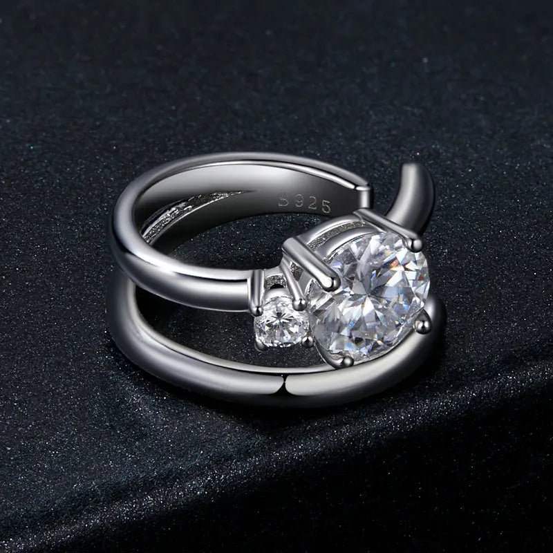 Moissanite Double Layer Clip Earring S925 Sterling Silver Mother's Day Gift BandsCo Straps