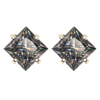 S925 Sterling Silver Gray Princess Cut Moissanite Stud Earrings for Women BandsCo Straps