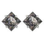S925 Sterling Silver Gray Princess Cut Moissanite Stud Earrings for Women BandsCo Straps