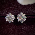 S925 Sterling Silver Gray Princess Cut Moissanite Stud Earrings for Women BandsCo Straps