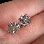 S925 Sterling Silver Gray Princess Cut Moissanite Stud Earrings for Women BandsCo Straps