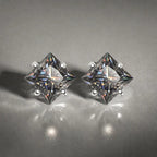 S925 Sterling Silver Gray Princess Cut Moissanite Stud Earrings for Women BandsCo Straps