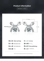 S925 Sterling Silver Moissanite Stud Earrings 0.5ct×2 Bow Fringe Dangle Women BandsCo Straps