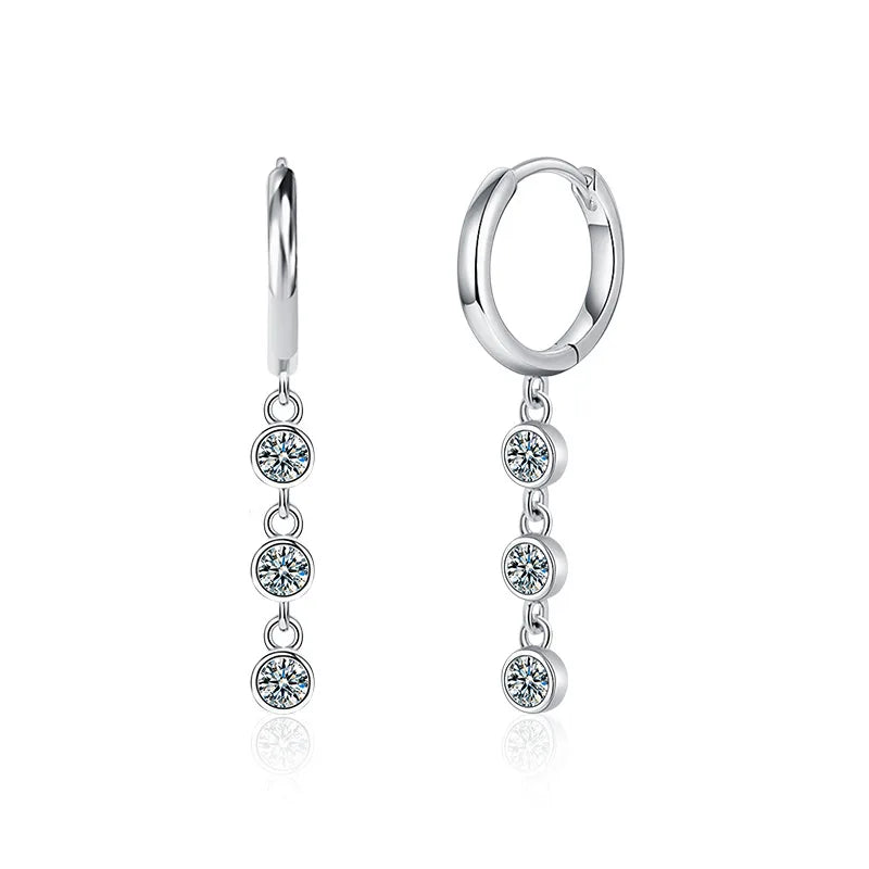 S925 Sterling Silver Moissanite Dangle Earrings Fringe Drop Studs for Women BandsCo Straps