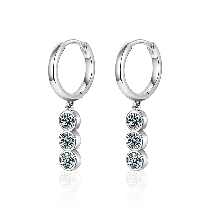 S925 Sterling Silver Moissanite Dangle Earrings Fringe Drop Studs for Women BandsCo Straps
