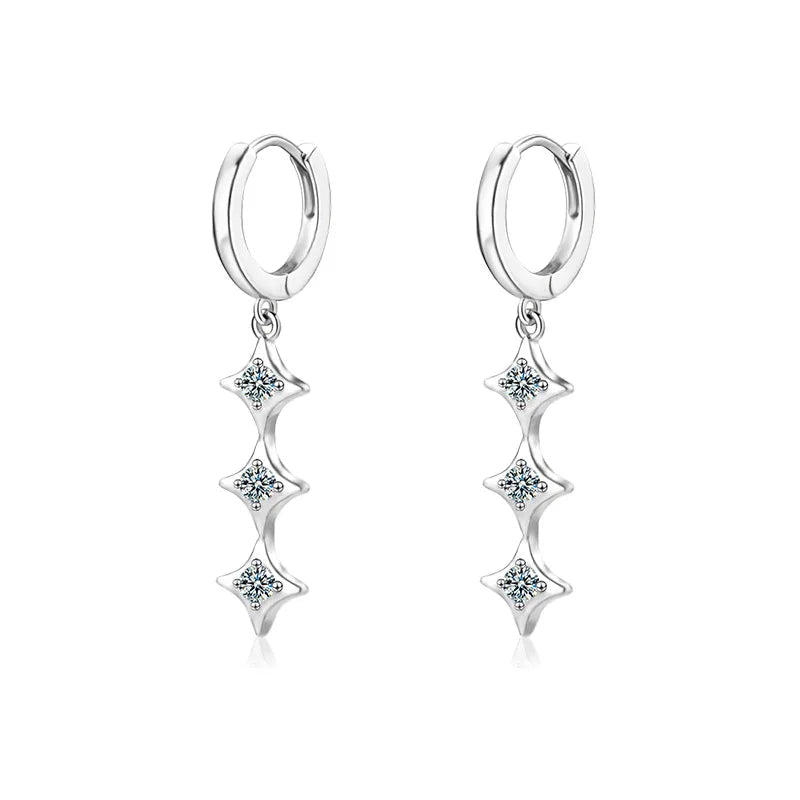 S925 Sterling Silver Moissanite Dangle Earrings Fringe Drop Studs for Women BandsCo Straps
