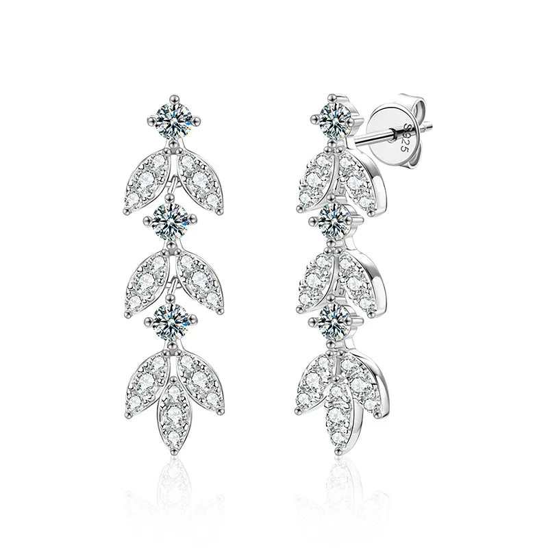 S925 Sterling Silver Moissanite Dangle Earrings Fringe Drop Studs for Women BandsCo Straps