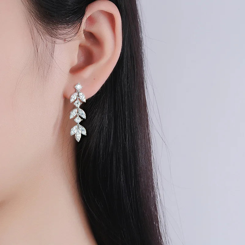 S925 Sterling Silver Moissanite Dangle Earrings Fringe Drop Studs for Women BandsCo Straps