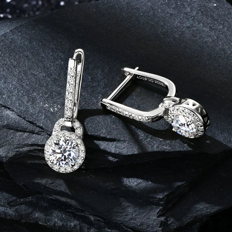 S925 Sterling Silver 0.5ct Moissanite Dangle Hoop Earrings for Women BandsCo Straps