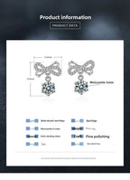 S925 Sterling Silver Moissanite Stud Earrings 0.5ct×2 Bow Fringe Dangle Women BandsCo Straps