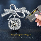S925 Sterling Silver Moissanite Stud Earrings 0.5ct×2 Bow Fringe Dangle Women BandsCo Straps
