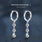 S925 Sterling Silver Moissanite Dangle Earrings Fringe Drop Studs for Women BandsCo Straps