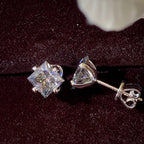 S925 Sterling Silver Gray Princess Cut Moissanite Stud Earrings for Women BandsCo Straps