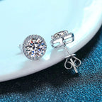 S925 Sterling Silver 2ct Round Moissanite Stud Earrings 50pt Bridal Gift BandsCo Straps