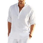 Men's Linen Long Sleeve Shirt Pi-Mart