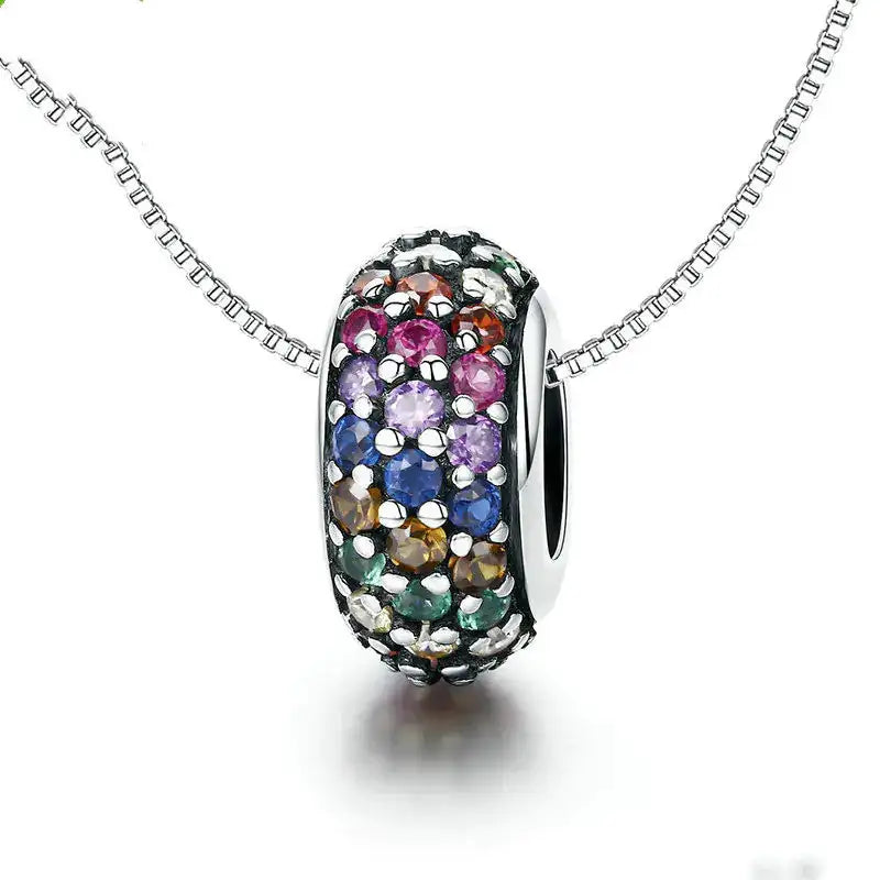 S925 Rainbow Sterling Silver Beads for DIY Necklaces