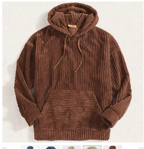 Essentials Hooded Corduroy Pullover for Men (One Piece) Pi-Mart