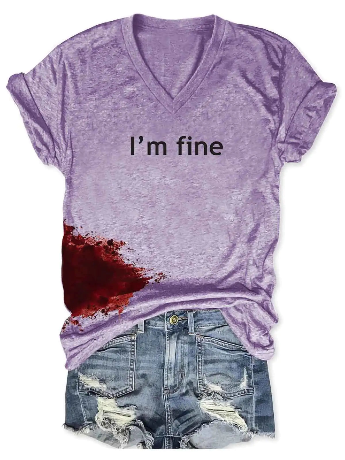 Women Halloween Bloodstained I'm Fine Shirt Pi-Mart