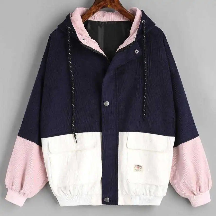 Oversized Corduroy Patchwork Jackets for Women Pi-Mart