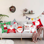 Santa Claus Cushion Cover Merry Christmas Christmas Deer Santa Claus Merry Christmas Decorative Sofa Throw Pillow Decorations For Home Christmas Ornament Stevvex