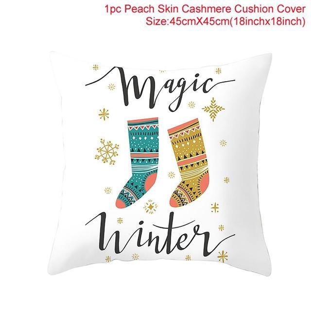 Santa Claus Cushion Cover Merry Christmas Christmas Deer Santa Claus Merry Christmas Decorative Sofa Throw Pillow Decorations For Home Christmas Ornament Stevvex