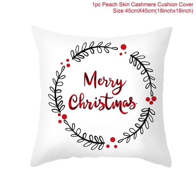Santa Claus Cushion Cover Merry Christmas Christmas Deer Santa Claus Merry Christmas Decorative Sofa Throw Pillow Decorations For Home Christmas Ornament Stevvex