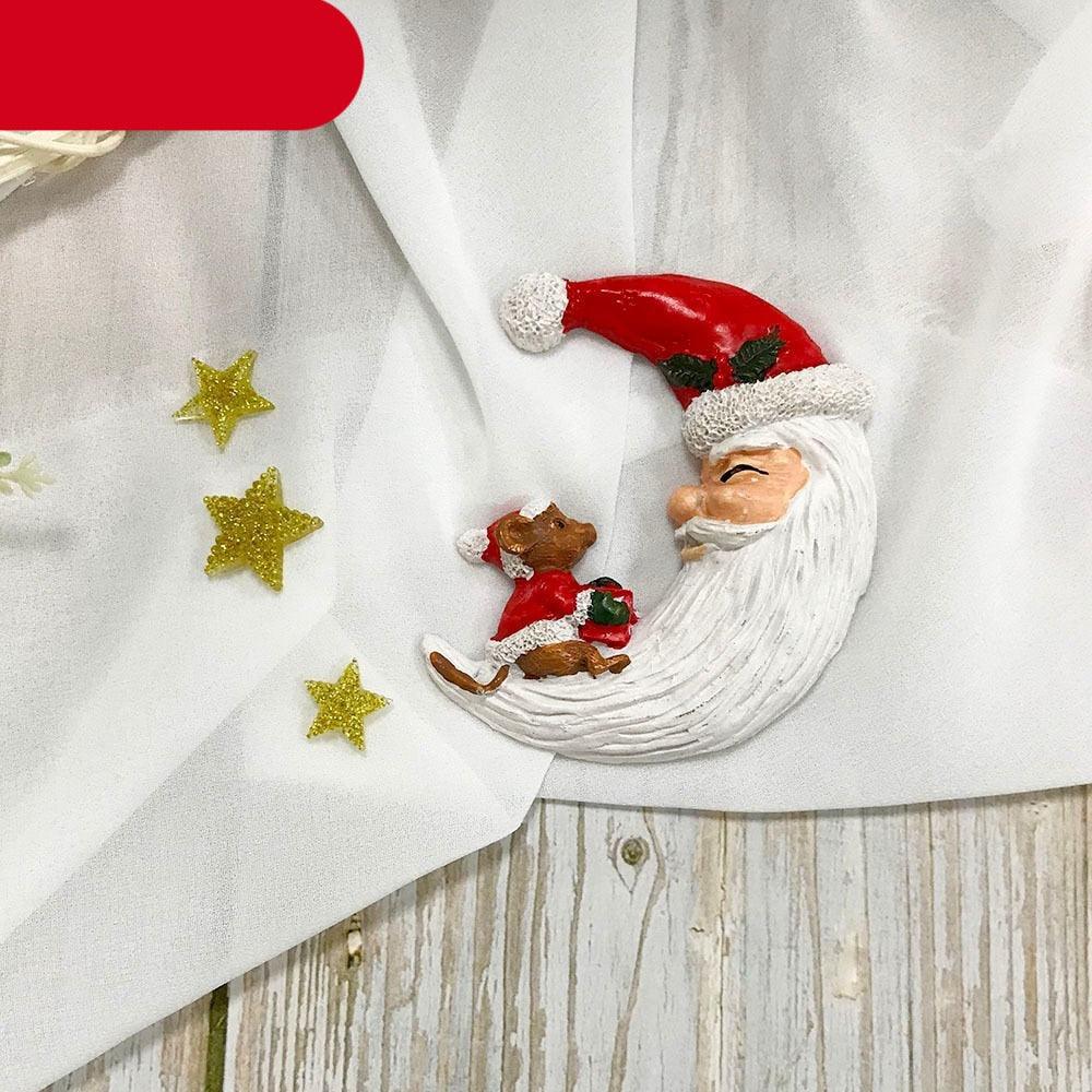 Santa Claus Moon Shape Fondant Silicone Mold With Star For Christmas Chocolate Dessert Biscuit Sugar Baking Cake Tools Santa Crescent Moon Silicon Mold Cake Baking Mold Stevvex