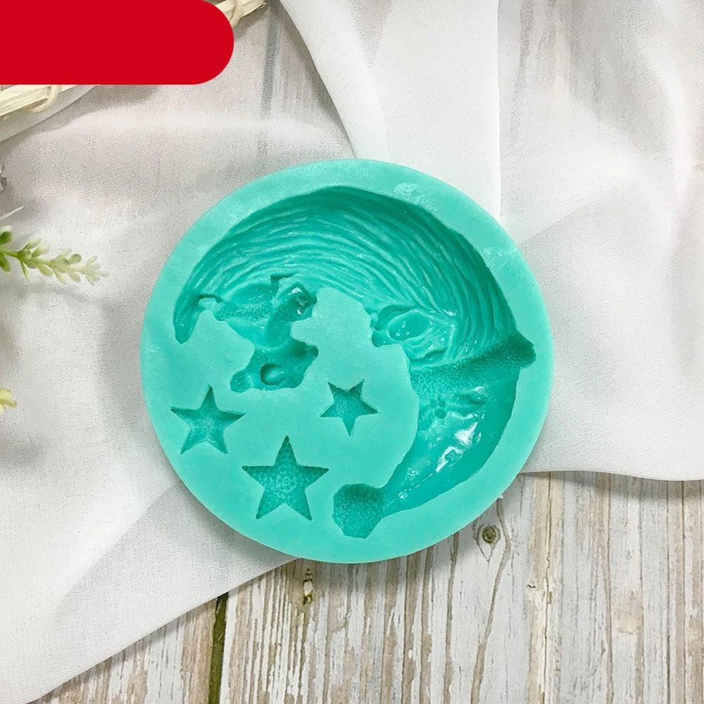 Santa Claus Moon Shape Fondant Silicone Mold With Star For Christmas Chocolate Dessert Biscuit Sugar Baking Cake Tools Santa Crescent Moon Silicon Mold Cake Baking Mold Stevvex