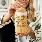 Sarcasm Is My Love Language 20oz Glass Tumbler With Bamboo Lid