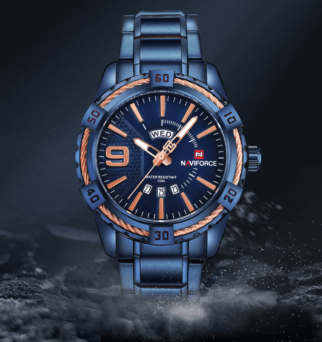 Men's  Luxury Stainless steal Waterproof Watch With Day And Date Display Unique Design Perfect Gift In Modern Metal Men  Wrist Watch Design - SJB-DIAMOND ELITES