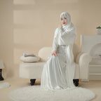 Satin Abaya With Matching Belt Made Of Diamond Tassel (MOA010) Mariam's Collection