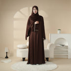 Satin Abaya With Matching Belt Made Of Diamond Tassel (MOA010) Mariam's Collection