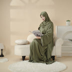 Satin Abaya With Matching Belt Made Of Diamond Tassel (MOA010) Mariam's Collection