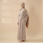 Satin Abaya With Matching Belt Made Of Diamond Tassel (MOA010) Mariam's Collection