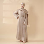 Satin Abaya With Matching Belt Made Of Diamond Tassel (MOA010) Mariam's Collection
