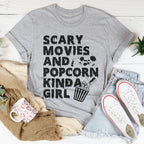 Scary Movies & Popcorn Kinda Girl Tee Peachy Sunday