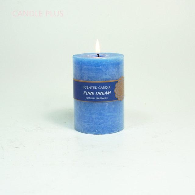 Scented Candles Soy Wax Coconut Oil Smokeless Blue Pillar Candles Smokeless Clean Burning Décor for Home Wedding Church Events Stevvex
