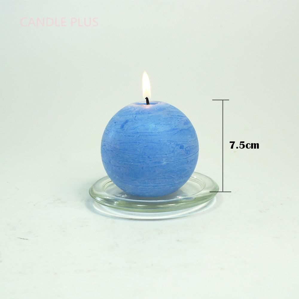 Scented Candles Soy Wax Coconut Oil Smokeless Blue Pillar Candles Smokeless Clean Burning Décor for Home Wedding Church Events Stevvex