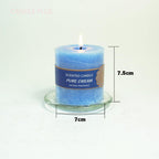 Scented Candles Soy Wax Coconut Oil Smokeless Blue Pillar Candles Smokeless Clean Burning Décor for Home Wedding Church Events Stevvex