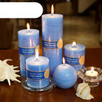 Scented Candles Soy Wax Coconut Oil Smokeless Blue Pillar Candles Smokeless Clean Burning Décor for Home Wedding Church Events Stevvex