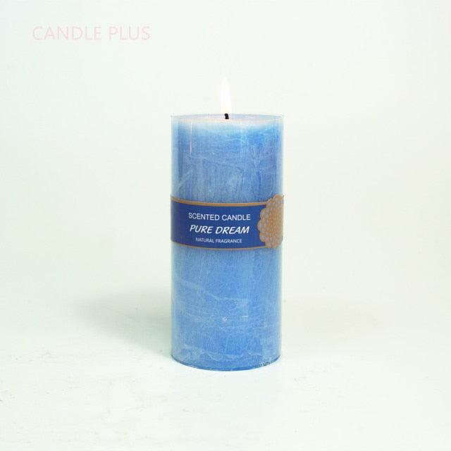 Scented Candles Soy Wax Coconut Oil Smokeless Blue Pillar Candles Smokeless Clean Burning Décor for Home Wedding Church Events Stevvex