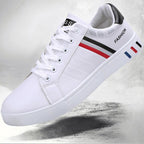 School Casual Leather Mens Sneakers Fashion Flat Outdoor Sneakers Classic Sports Flat Low Top Sneaker Lace-up Fashion Walking Jogging Non Slip Athletic Comfortable Mens Sneakers
