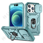 Screen Protector And Kickstand Heavy Duty Protection Shockproof Case for iPhone Slide Camera Case For iPhone 14 Pro Max 14 Plus 13 Pro 12 Build in 360 Degree Rotate Kickstand iPhone Cases Stevvex