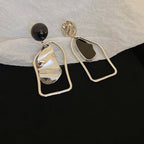 Sculptural Asymmetric Drop Earrings with Abstract Lines (MAC321)