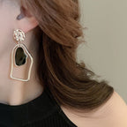 Sculptural Asymmetric Drop Earrings with Abstract Lines (MAC321)